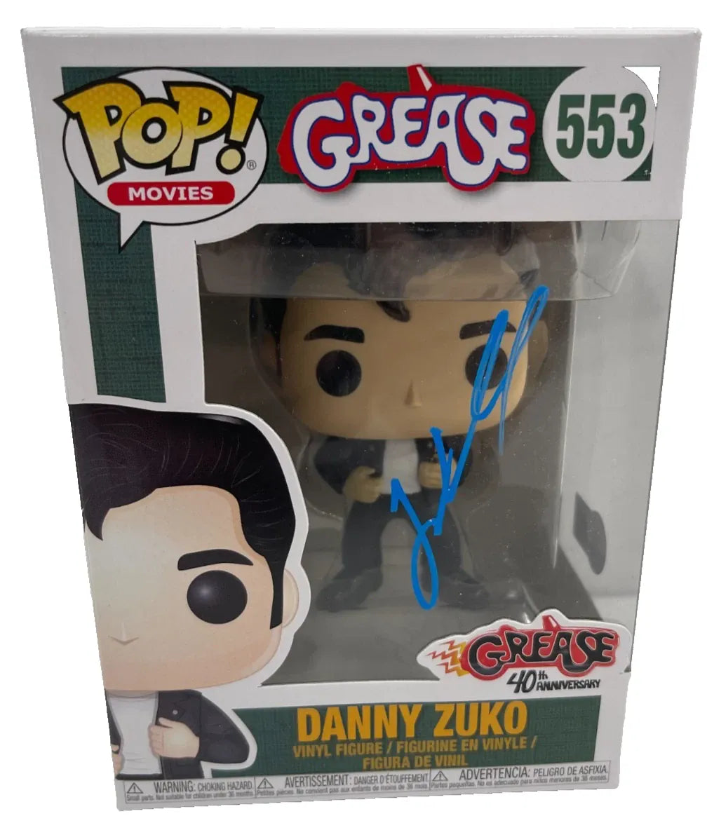 John Travolta Danny Zuko Grease 553 Funko Pop Figure with Beckett COA