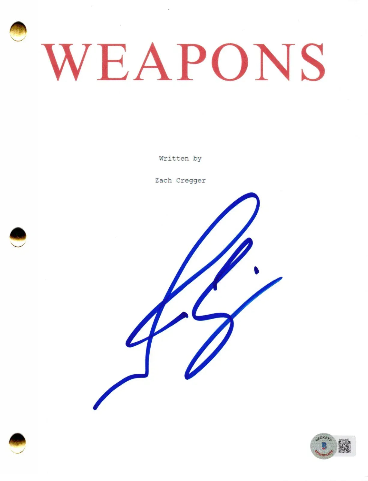 Josh Brolin signed Weapons movie script — Beckett authenticated