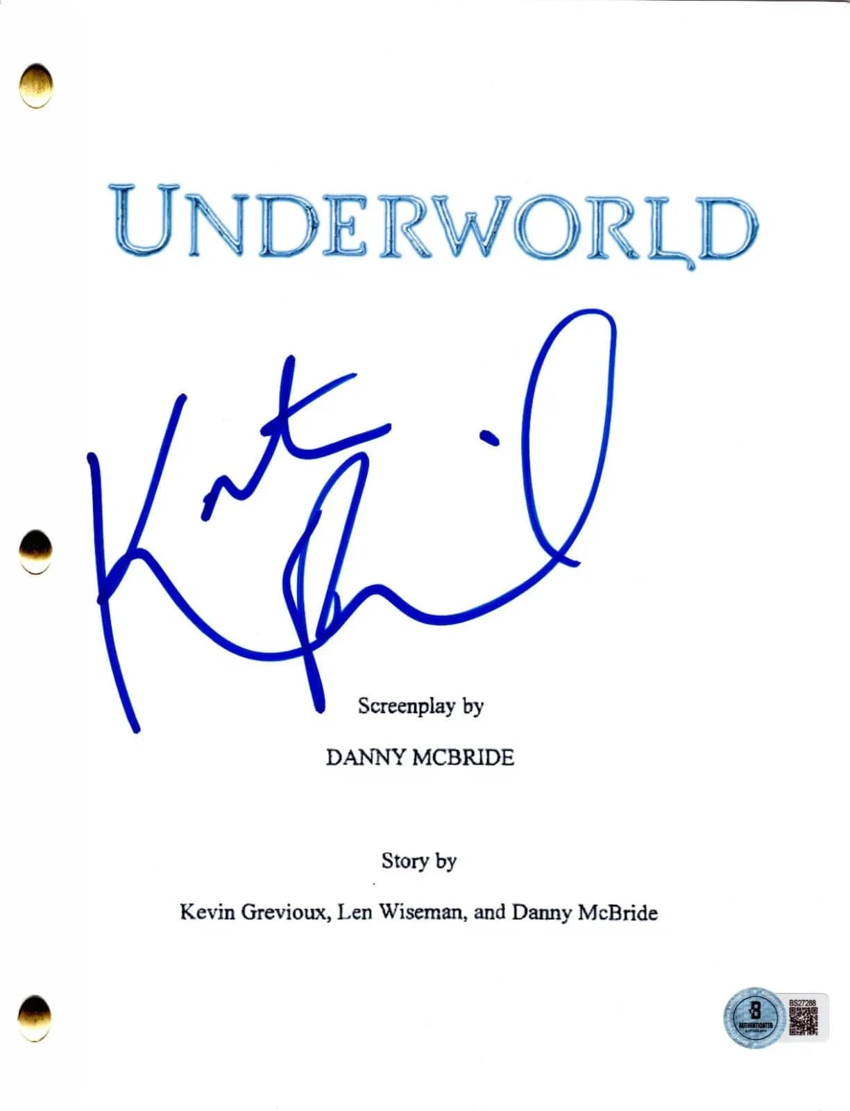 Kate Beckinsale Autographed Underworld Script - PTS