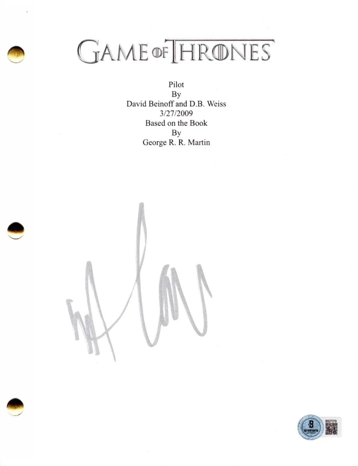 Kit Harington Signed Script from Game of Thrones Beckett COA