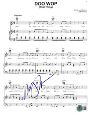 Lauryn Hill of The Fugees Signed Doo Wop (That Thing) Lyrics & Sheet Music Beckett COA