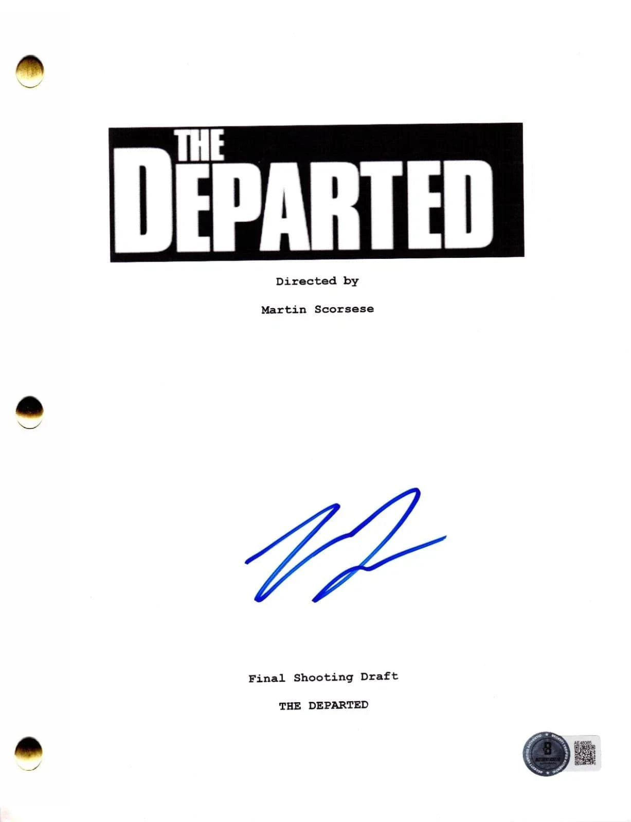 Leonardo DiCaprio Signed Script from The Departed Beckett COA
