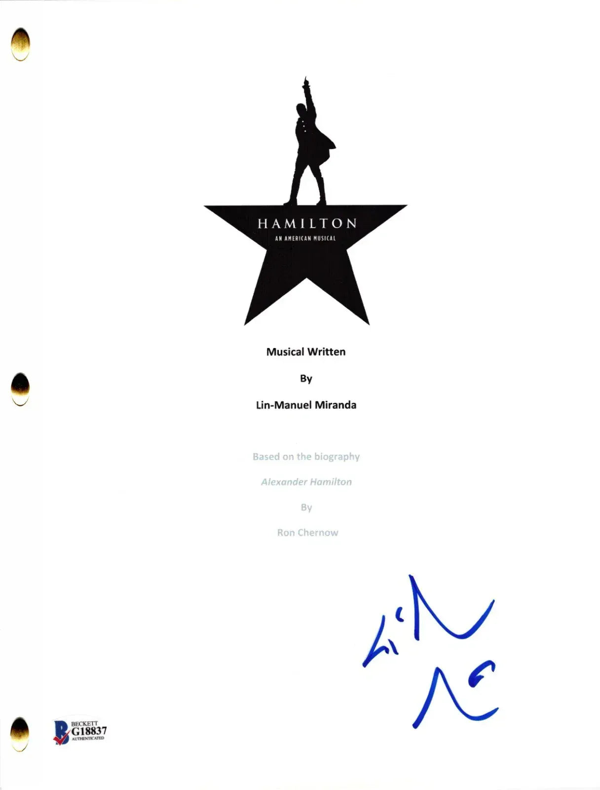 Lin-Manuel Miranda Authentic Autographed The Hamilton Script