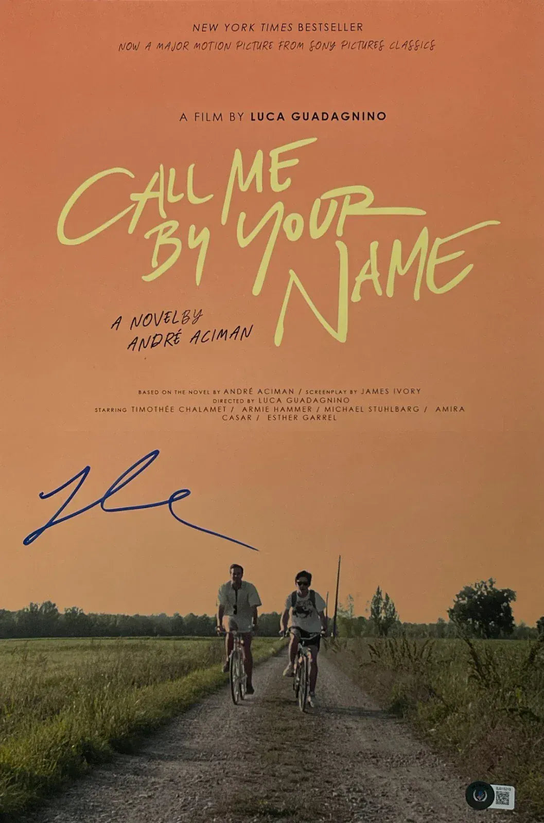 Luca Guadagnino Signed 12x18 Poster from Call Me By Your Name Beckett COA - Item #1