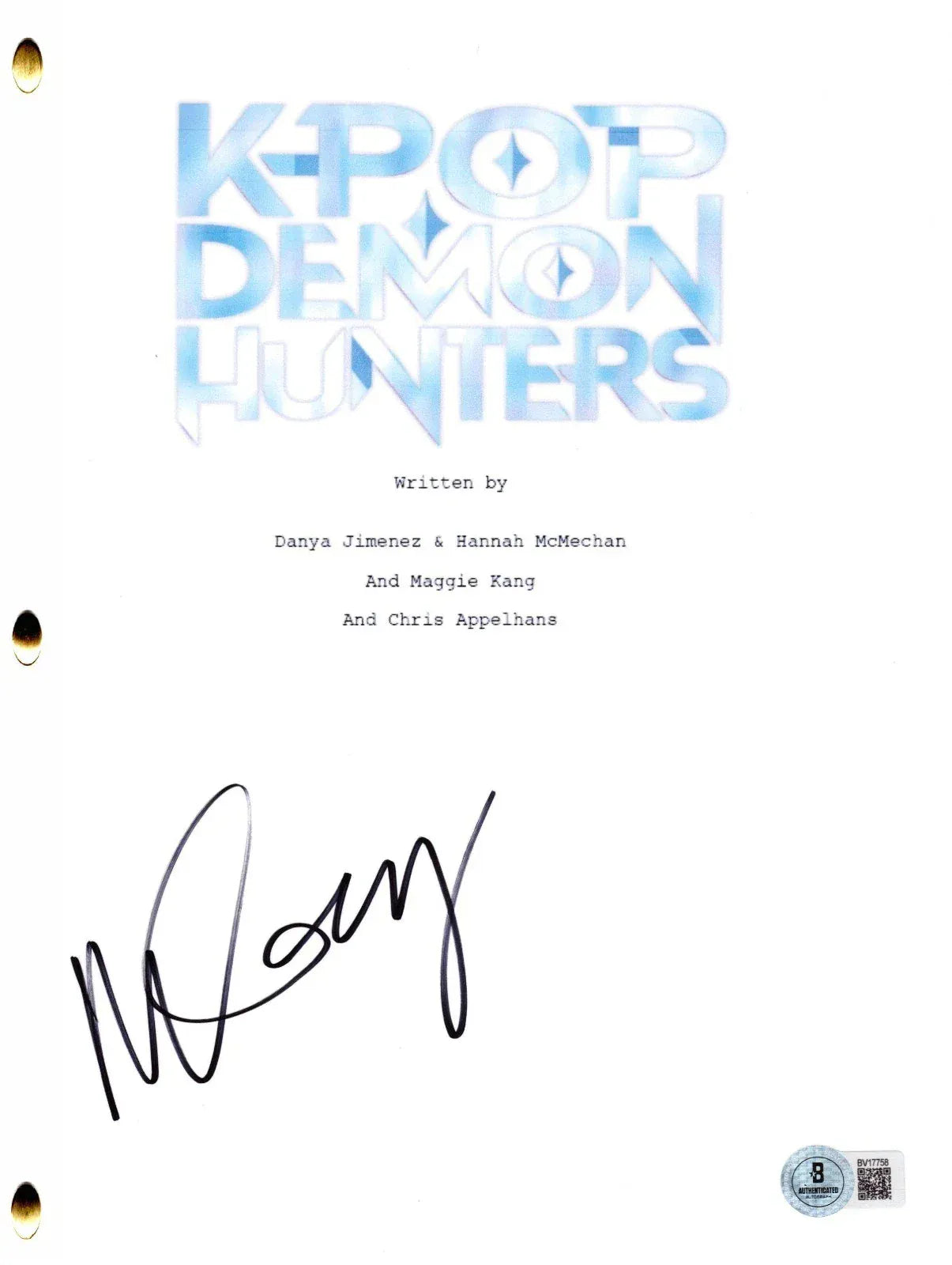 Maggie Kang Authentic Autographed K-Pop Demon Hunters Script