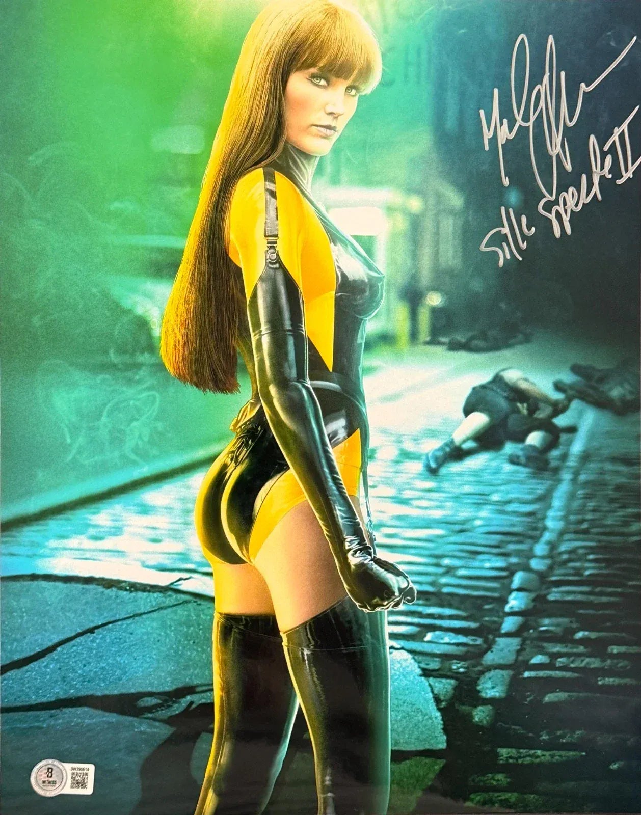 Malin Akerman signed Watchmen 11x14 metallic photo inscribed Silk Spectre — Beckett Witness