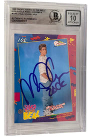 Mark-Paul Gosselaar signed Saved by the Bell 1992 Pacific card #102 inscribed Zack — Grade 10