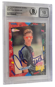 Mark-Paul Gosselaar signed Saved by the Bell 1992 Pacific card #12 inscribed Zack — Grade 10
