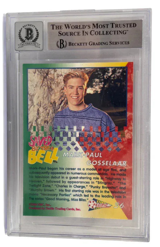 Mark-Paul Gosselaar signed Saved by the Bell 1992 Pacific Card 36 — card back view