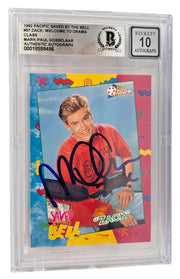 Mark-Paul Gosselaar signed Saved by the Bell 1992 Pacific card #57 inscribed Zack — Grade 10