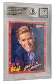 Mark-Paul Gosselaar signed Saved by the Bell 1992 Pacific card #6 inscribed Zack — Grade 10