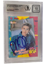 Mark-Paul Gosselaar signed Saved by the Bell 1992 Pacific card #61 inscribed Zack — Grade 10