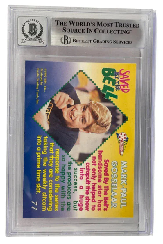 Mark-Paul Gosselaar signed Saved by the Bell 1992 Pacific Card 71 — card back view