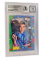Mark-Paul Gosselaar signed Saved by the Bell 1992 Pacific card #96 inscribed Zack — Grade 10