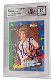 Mark-Paul Gosselaar signed Saved by the Bell 1992 Pacific card #97 inscribed Zack — Grade 10