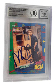 Mark-Paul Gosselaar signed Saved by the Bell 1992 Pacific card #99 inscribed Zack — Grade 10
