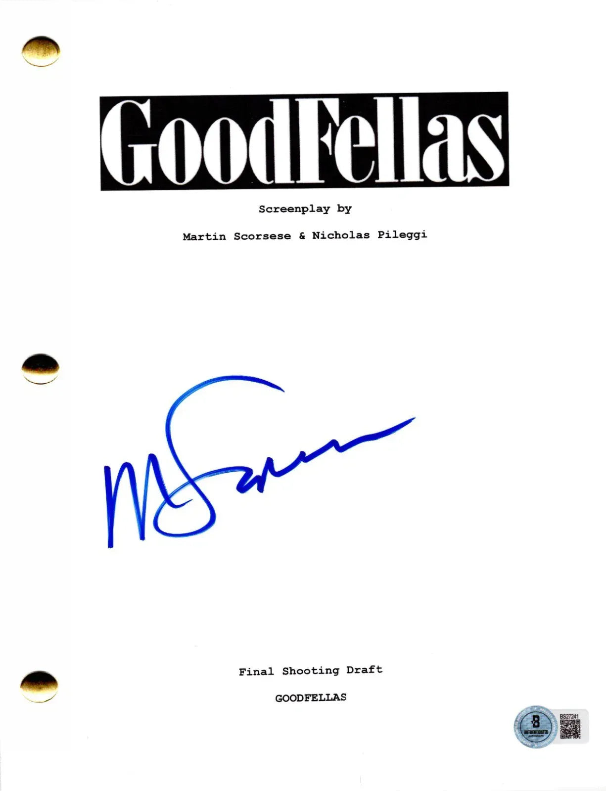 Martin Scorsese GoodFellas autographed script with certificate of authenticity