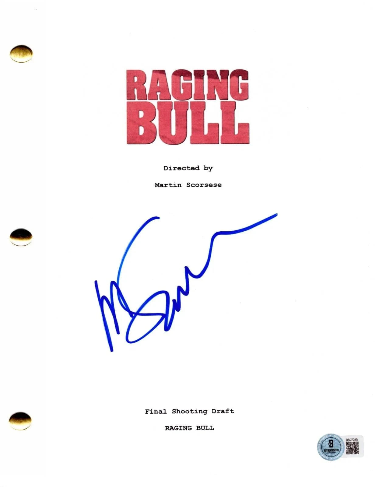 Martin Scorsese Signed Script from Raging Bull Beckett COA