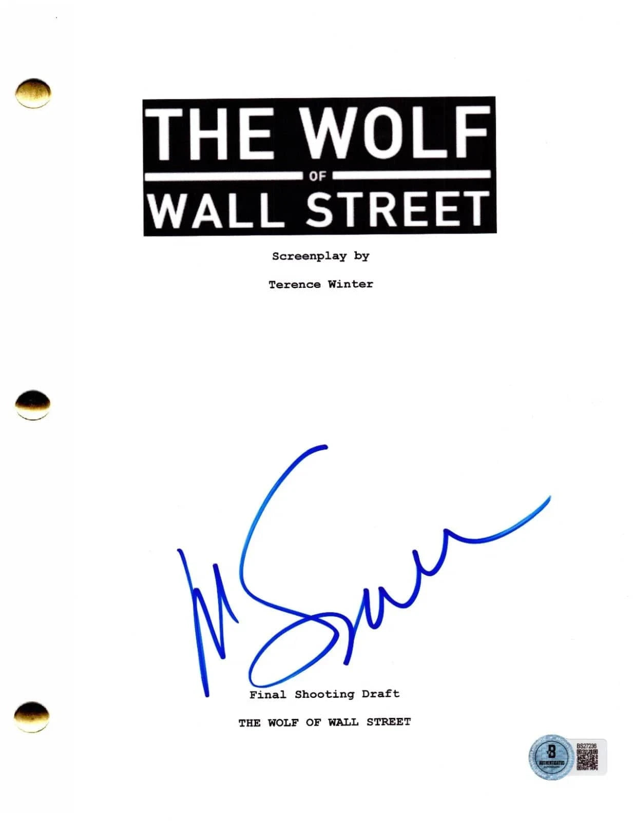 Martin Scorsese Signed Script from The Wolf of Wall Street Beckett COA