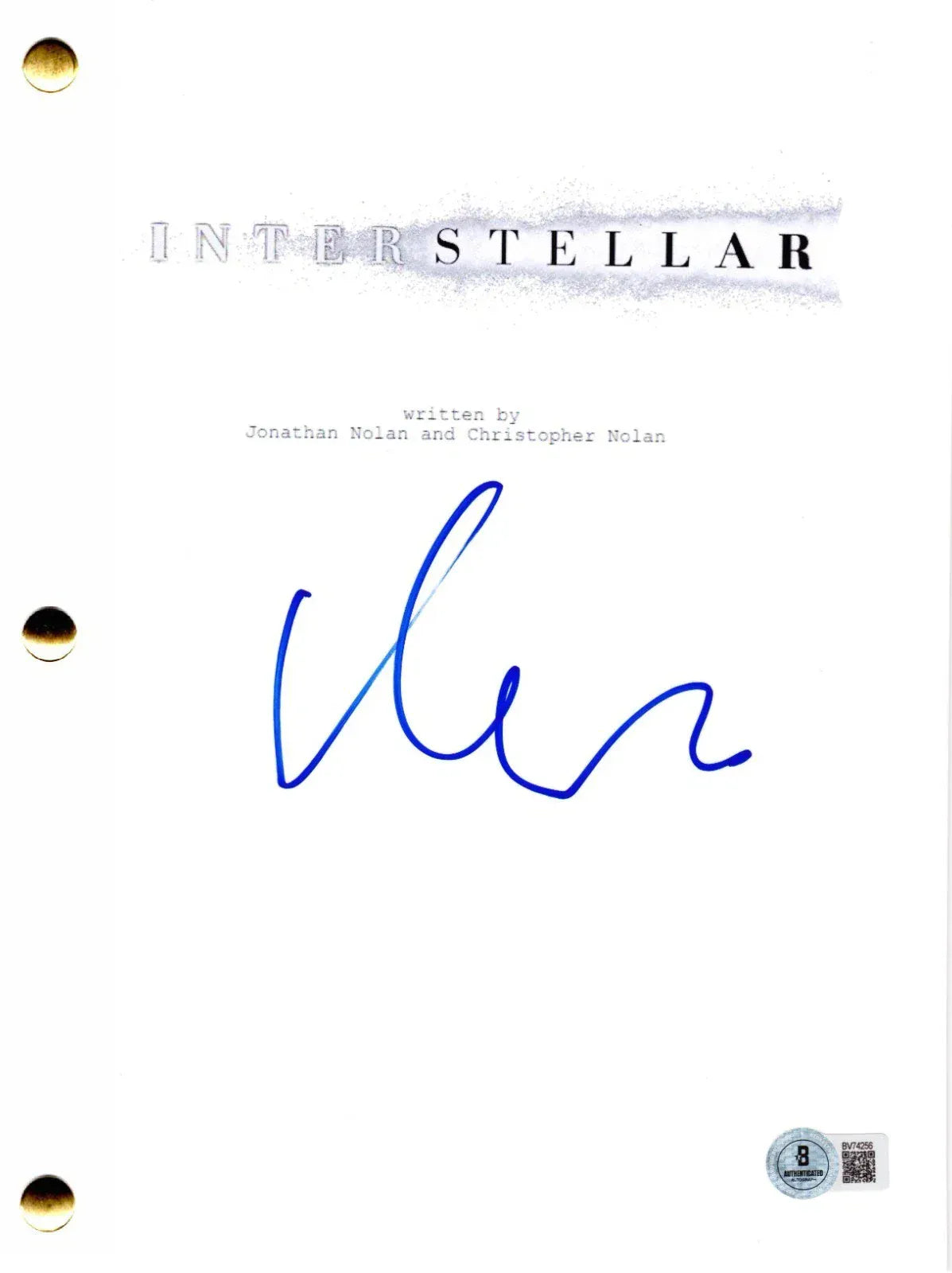 Matt Damon signed Interstellar movie script — Beckett authenticated