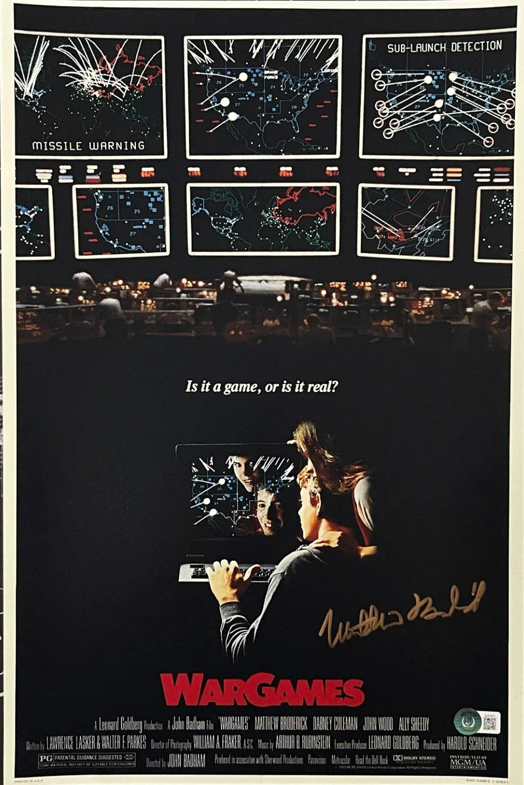 Matthew Broderick Signed 12x18 Poster from WarGames Beckett Witness COA - Item #1