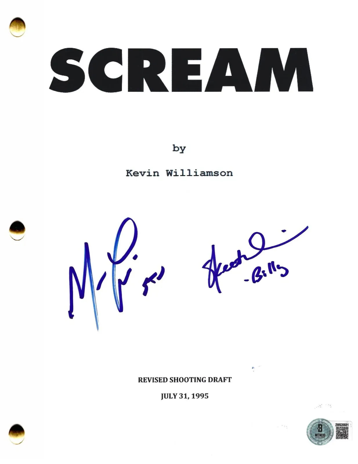 Matthew Lillard & Skeet Ulrich signed Scream script with Beckett COA