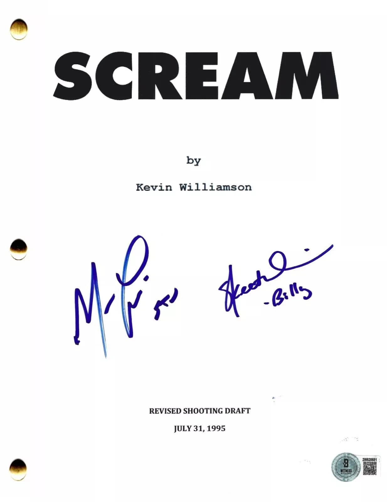 Matthew Lillard & Skeet Ulrich Authentic Autographed Scream Script
