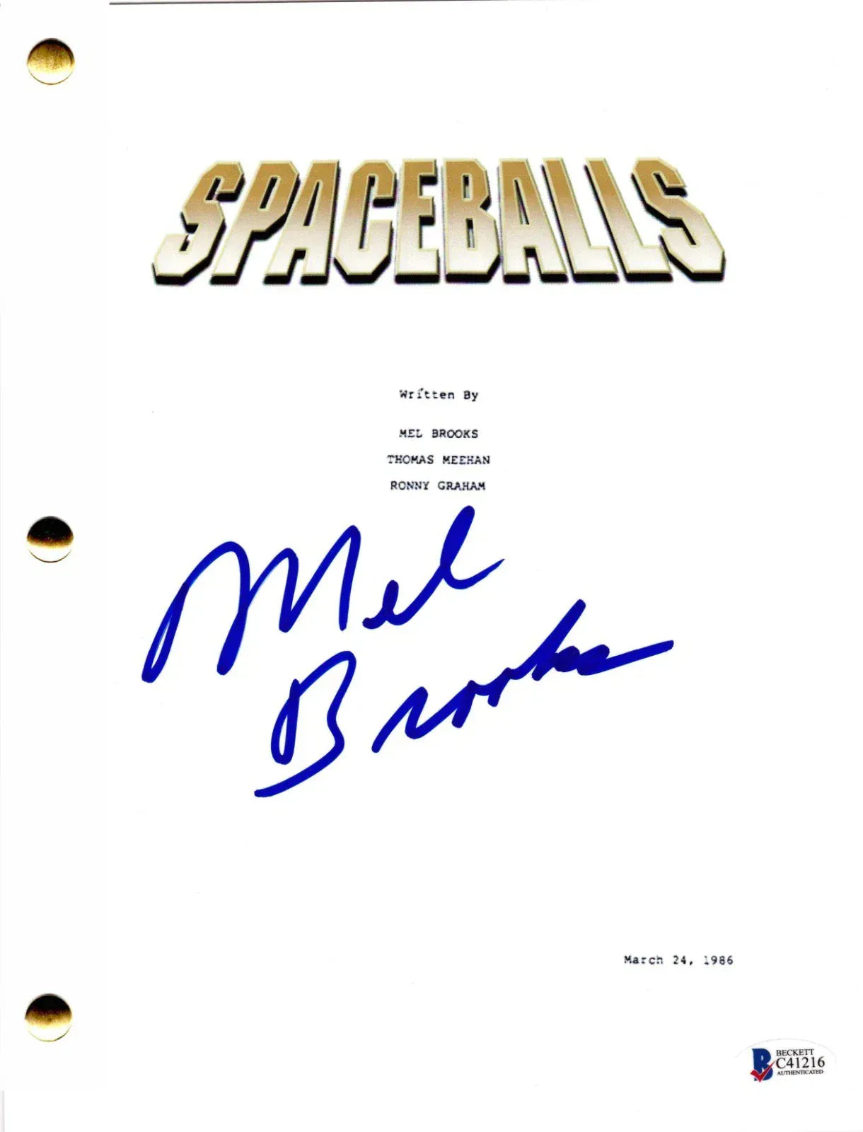 Mel Brooks Authentic Autographed Spaceballs Script