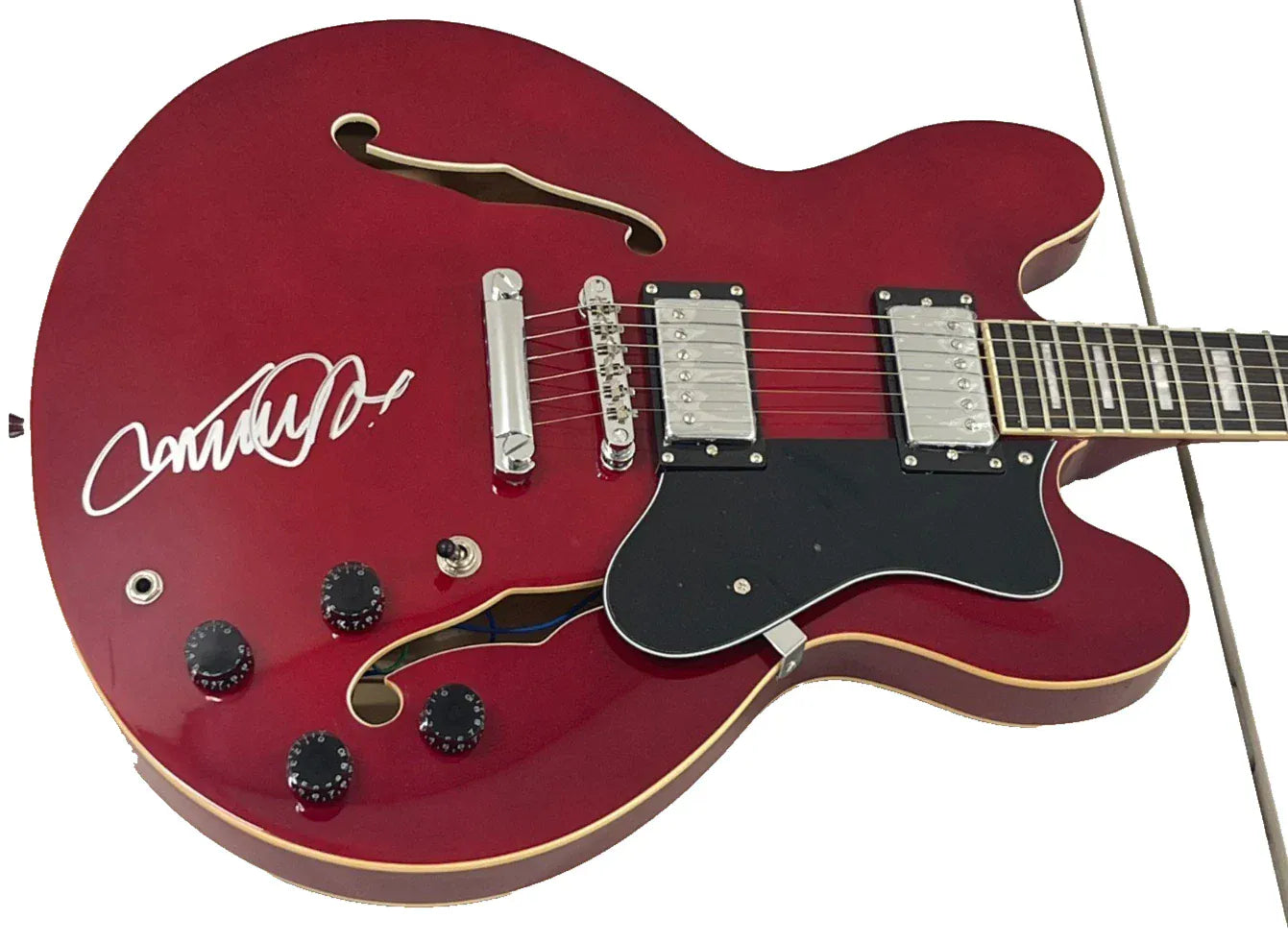 Michael J Fox autographed guitar - certificate of authenticity shown