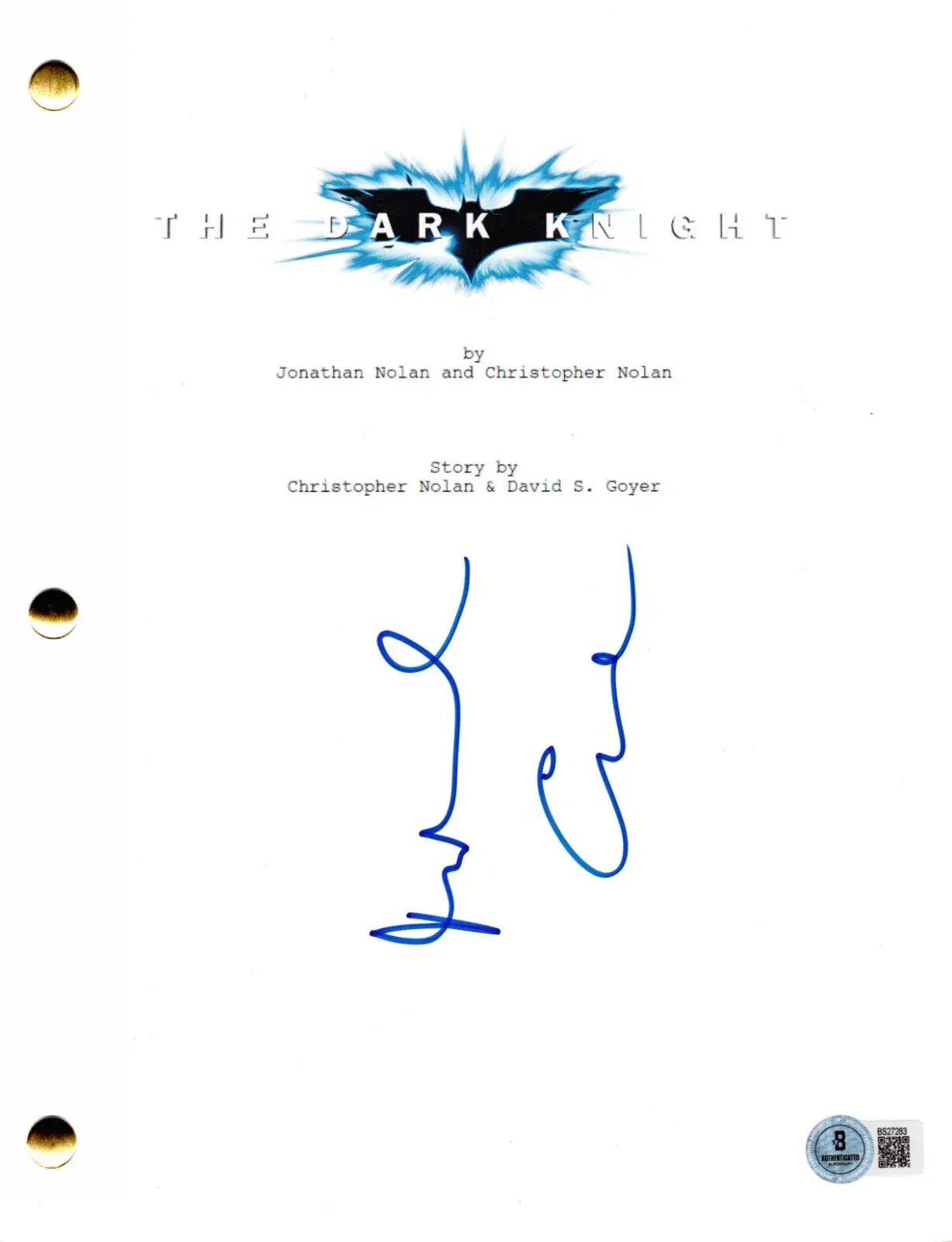Michael Caine Authentic Autographed The Dark Knight Script