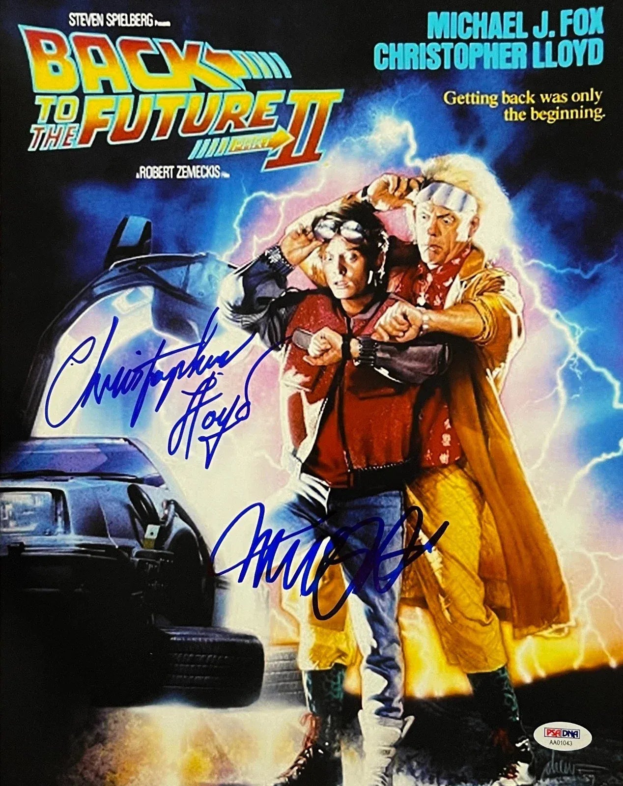 Michael J. Fox and Christopher Lloyd dual-signed Back to the Future 11x14 photo — PSA/DNA LOA