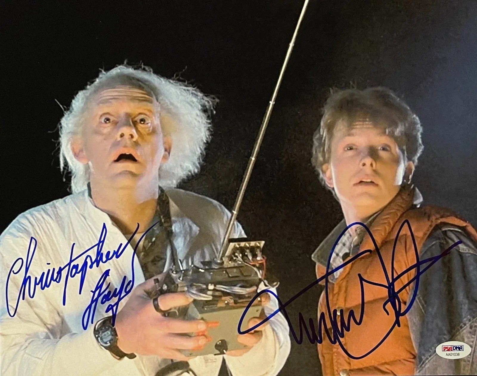 Michael J. Fox and Christopher Lloyd dual-signed Back to the Future 11x14 photo — PSA/DNA LOA