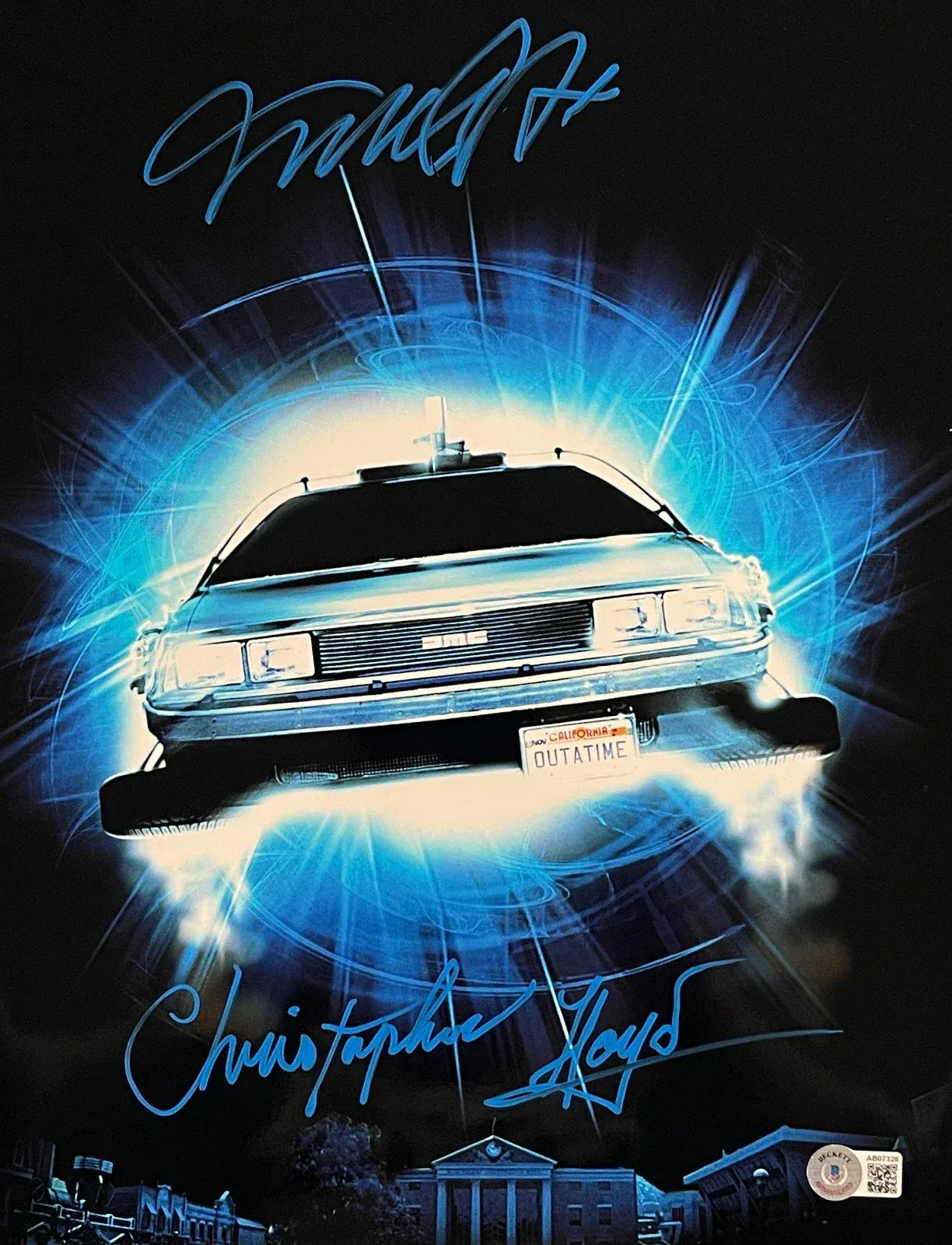 Michael J. Fox and Christopher Lloyd dual-signed Back to the Future 11x14 photo — Beckett LOA