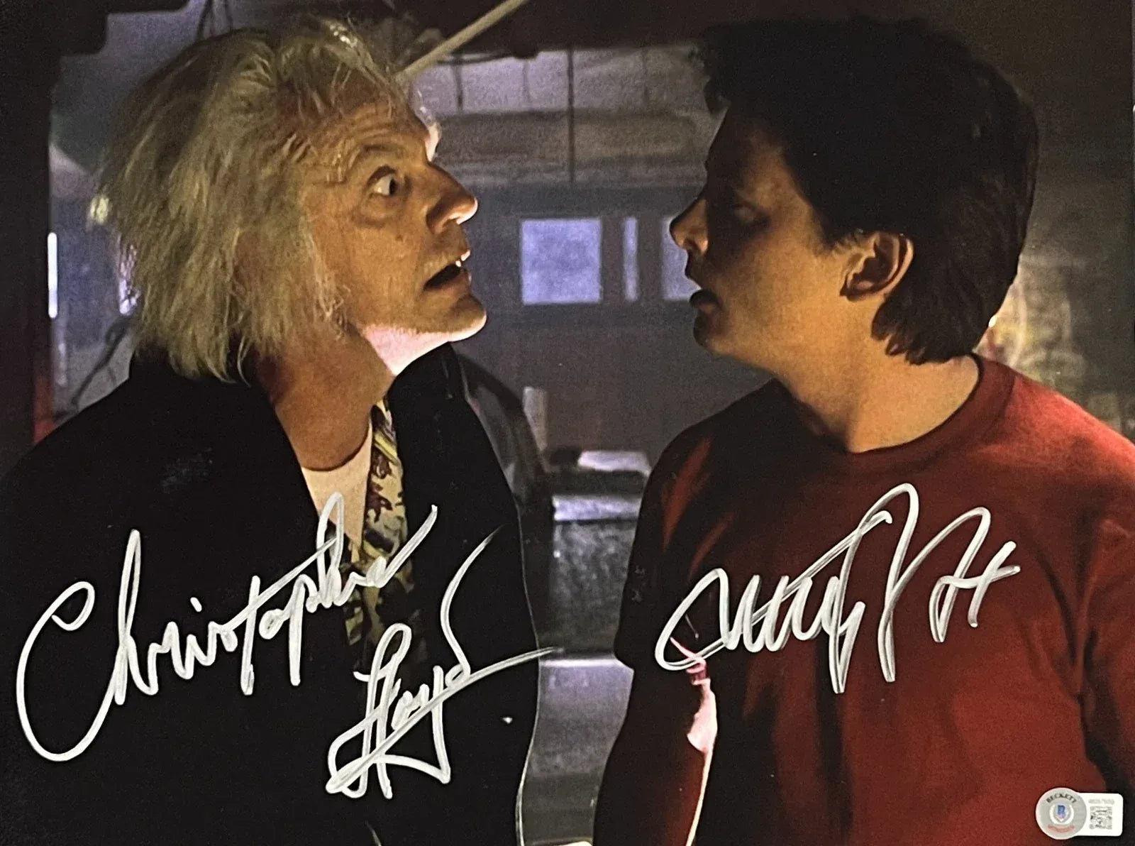 Michael J. Fox and Christopher Lloyd dual-signed Back to the Future 11x14 photo — Beckett LOA