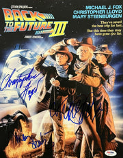 Michael J. Fox, Christopher Lloyd and Mary Steenburgen signed Back to the Future 11x14 photo — PSA/DNA LOA