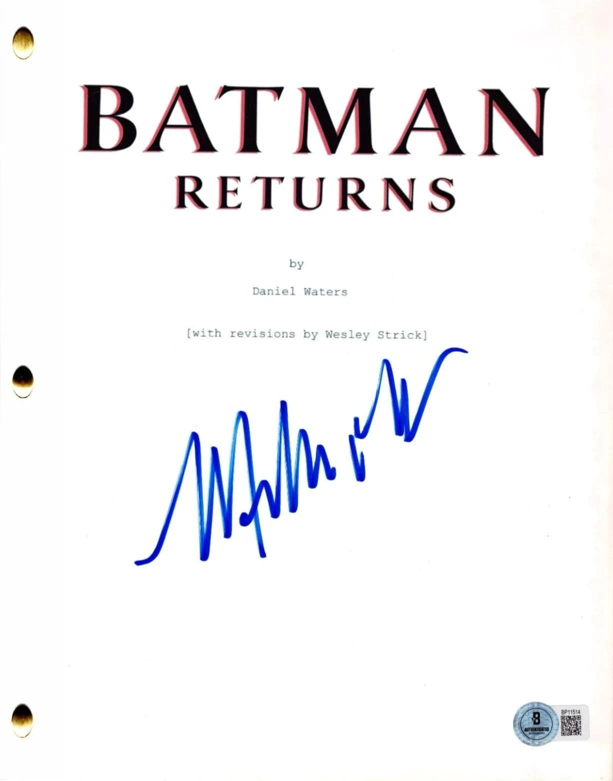 Michelle Pfeiffer Signed Script from Batman Returns Beckett COA