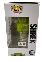 Mike Myers Shrek Shrek autographed Funko Pop #1599 - signature closeup with COA