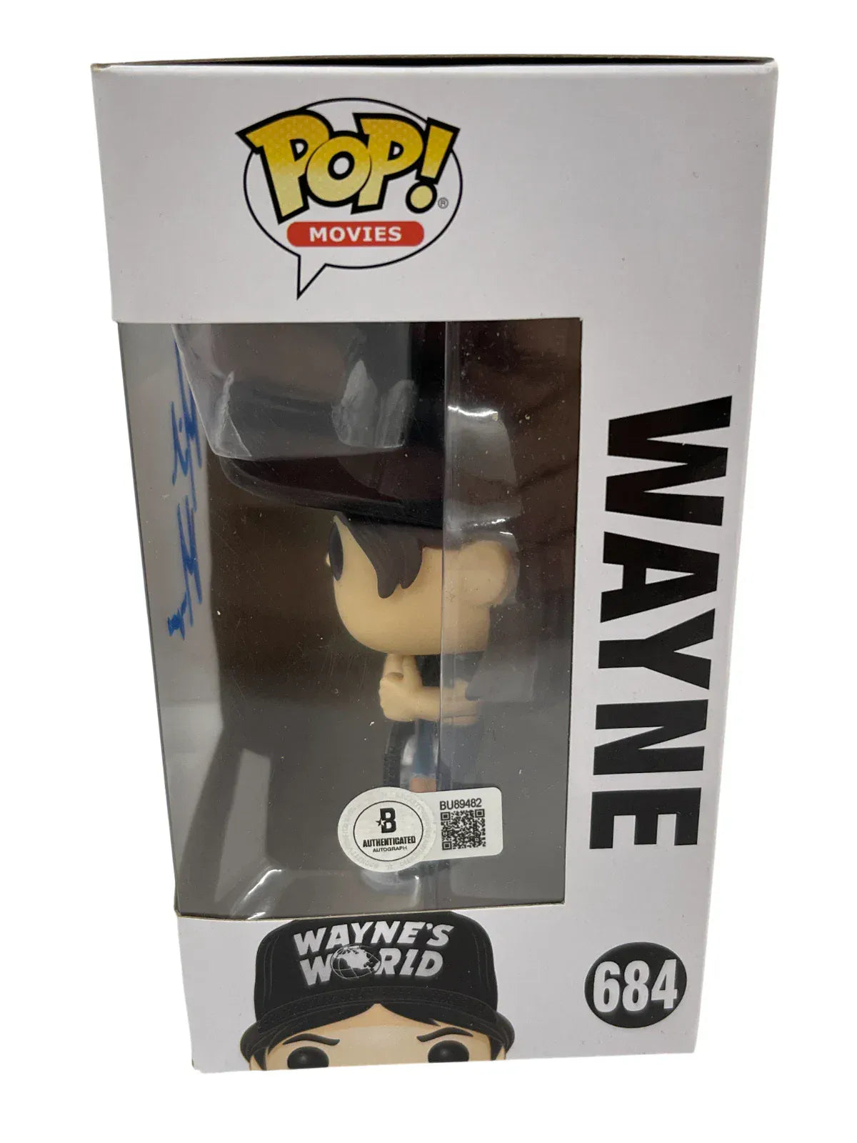 Mike Myers Wayne's autographed Funko Pop #684 - signature closeup with COA