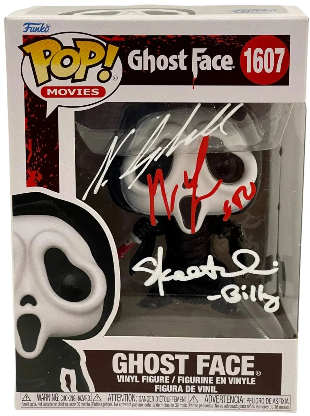 Neve Campbell, Matthew Lillard & Skeet Ulrich Authentic Autographed Ghost Face 1607 Funko Pop Figure