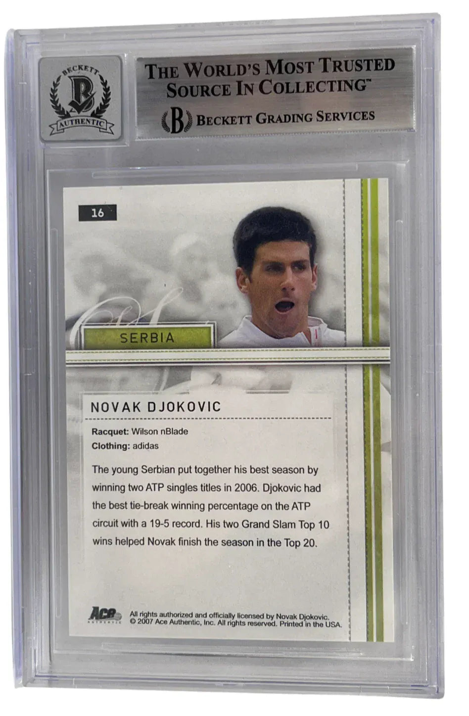 Novak Djokovic signing autograph in person — Prime Time Signatures