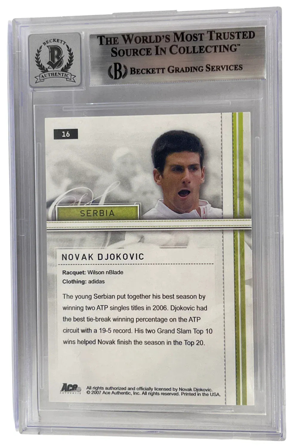 Novak Djokovic signing autograph in person — Prime Time Signatures
