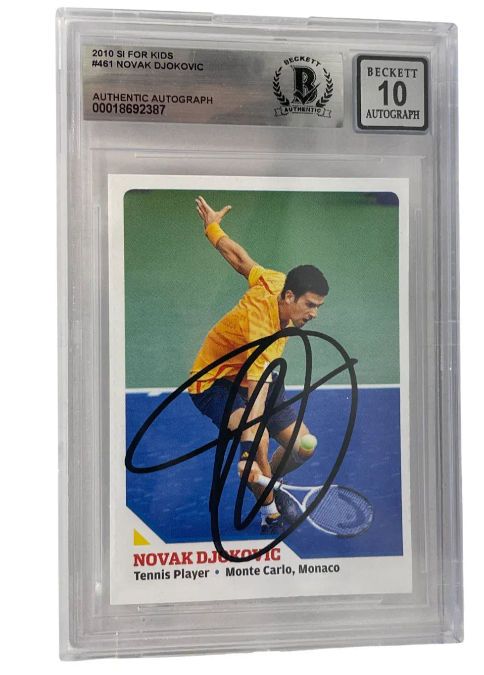 Novak Djokovic signed Sports Illustrated for Kids 2010 rookie card — Beckett Slabbed Grade 10