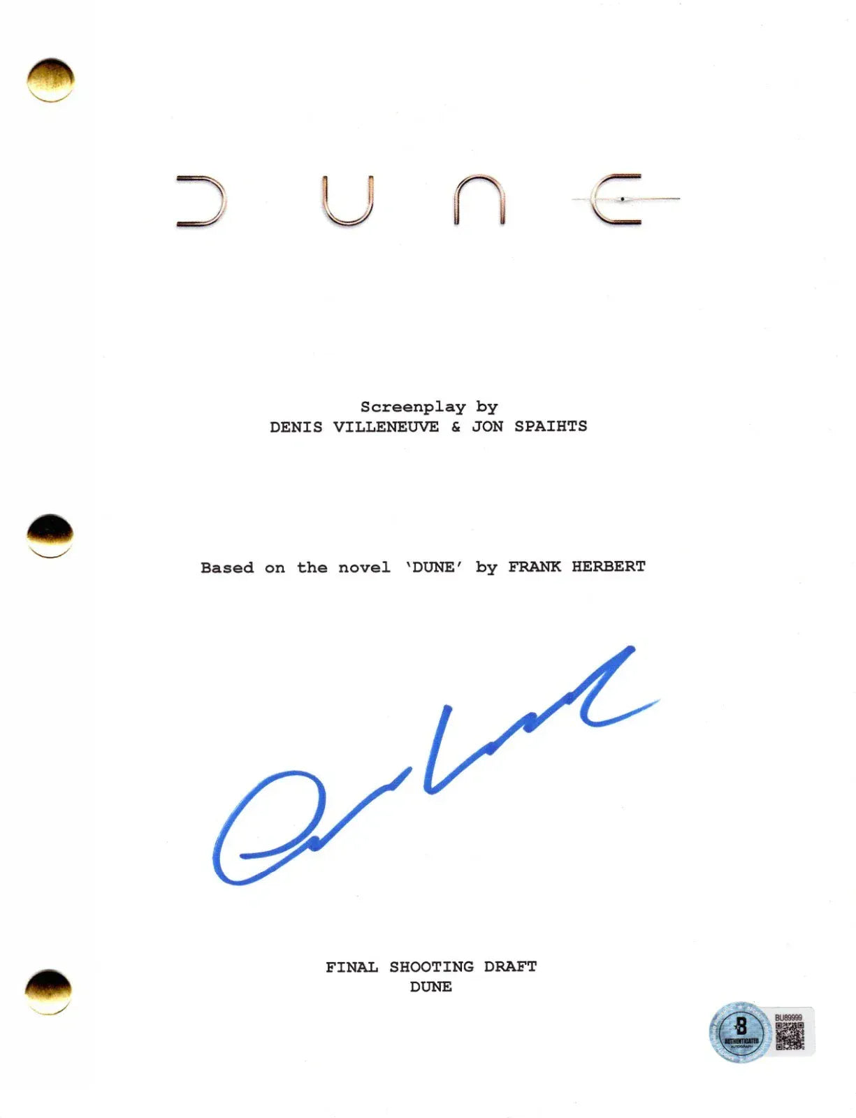 Oscar Isaac Dune autographed script with certificate of authenticity