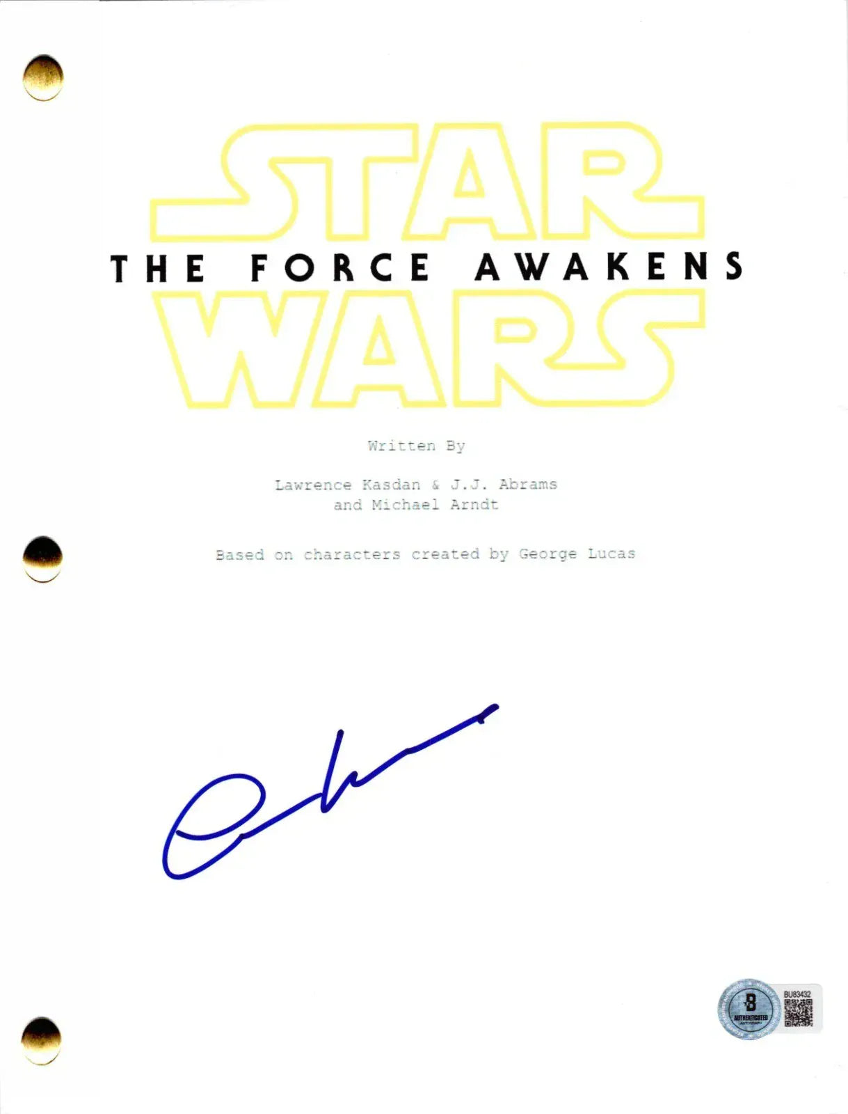 Oscar Isaac Authentic Autographed Star Wars The Force Awakens Script