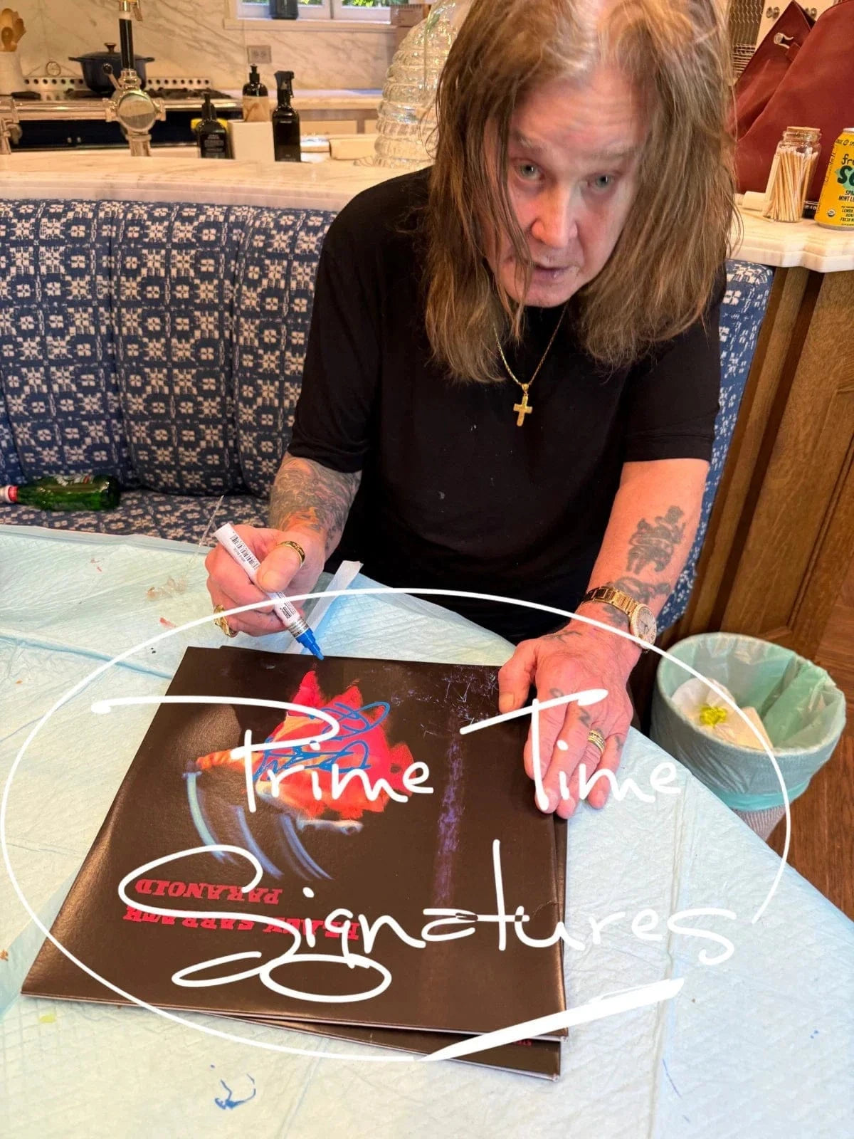 Ozzy Osbourne of Black Sabbath Signed Vinyl Record Beckett COA - Detail View