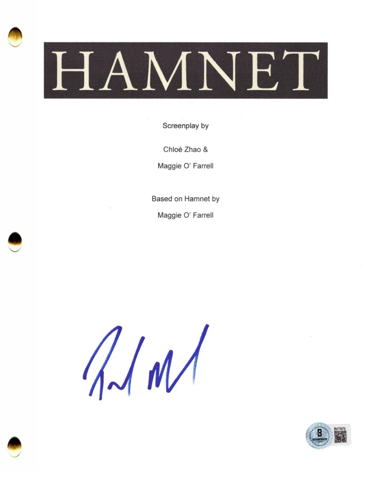 Paul Mescal Authentic Autographed Hamnet Script
