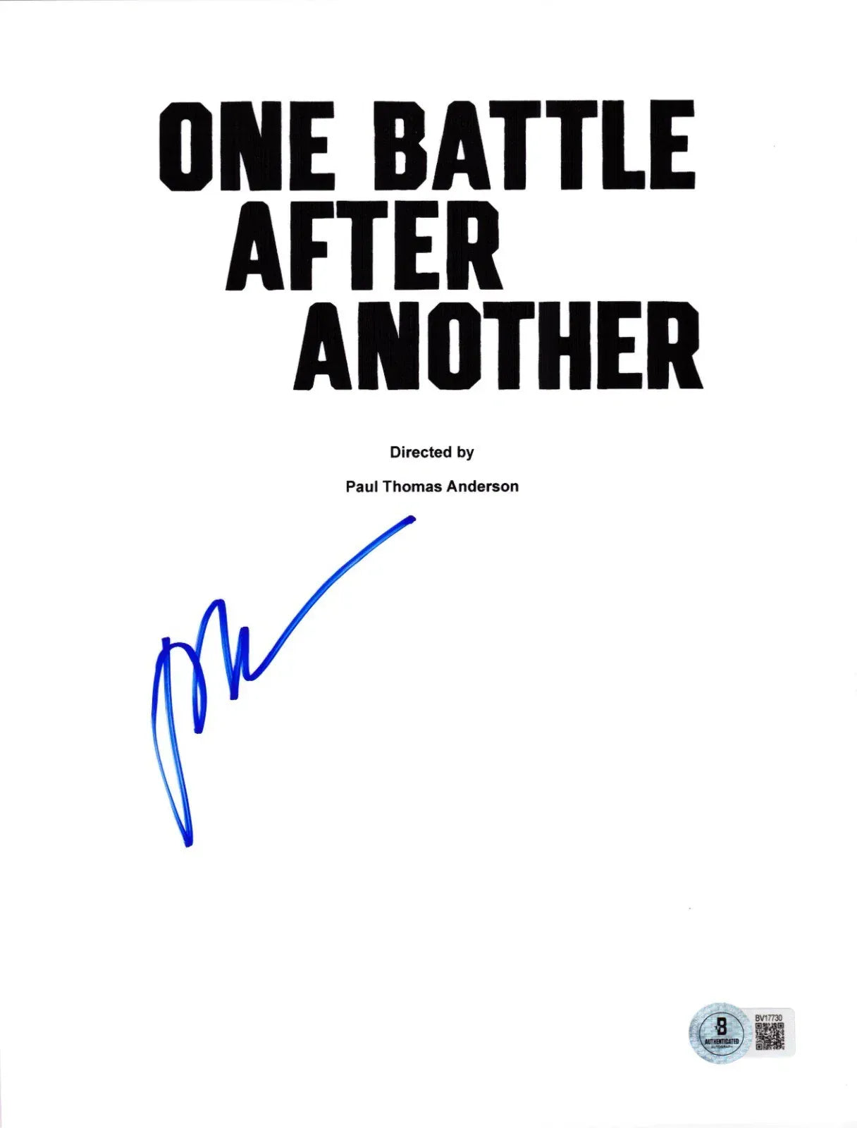 Paul Thomas Anderson Authentic Autographed One Battle After Another Script Cover