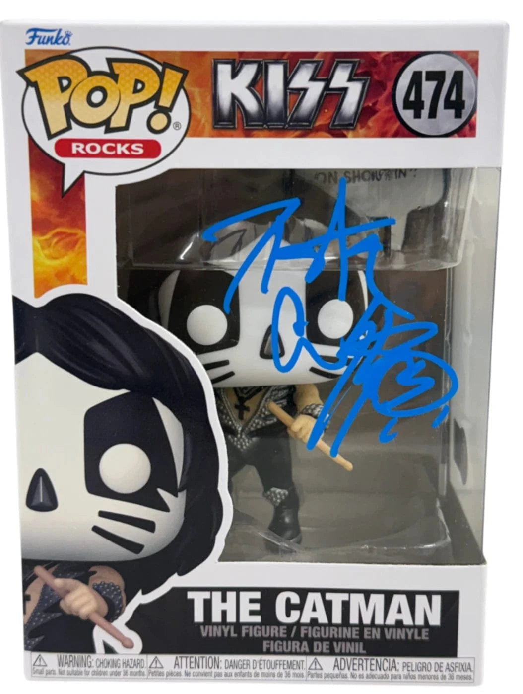 Peter Criss Authentic Autographed The Catman Kiss 474 Funko Pop Figure