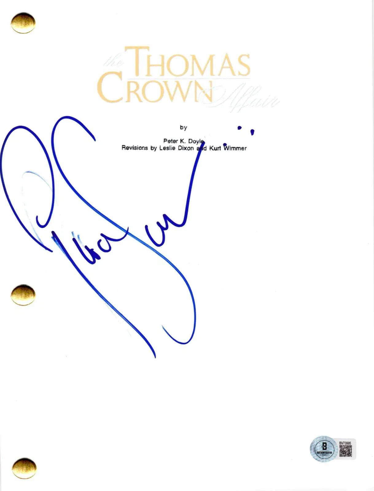 Pierce Brosnan signed The Thomas Crown Affair movie script — Beckett authenticated