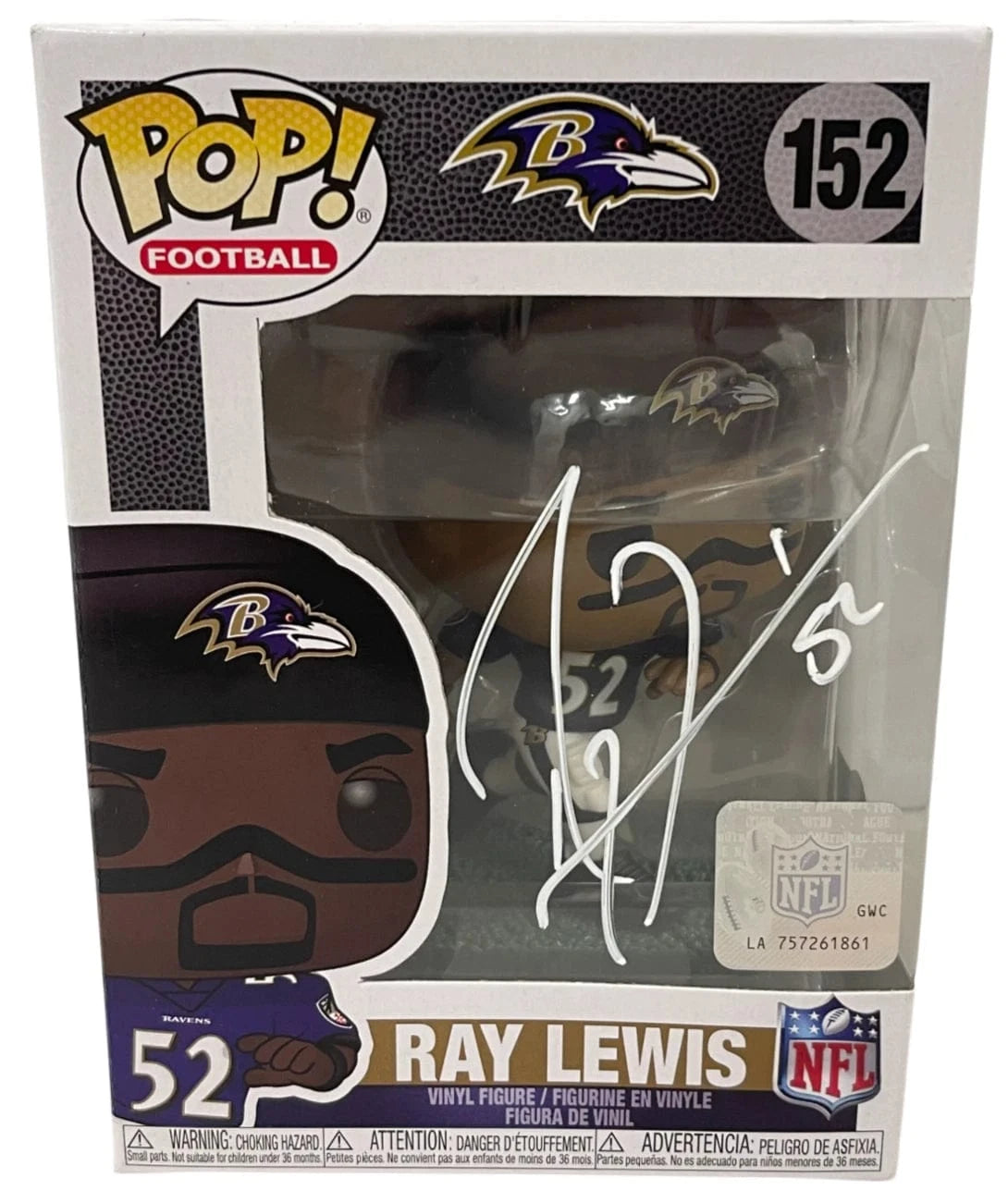 Ray Lewis Authentic Autographed Ray Lewis Baltimore Ravens 152 Funko Pop Figure